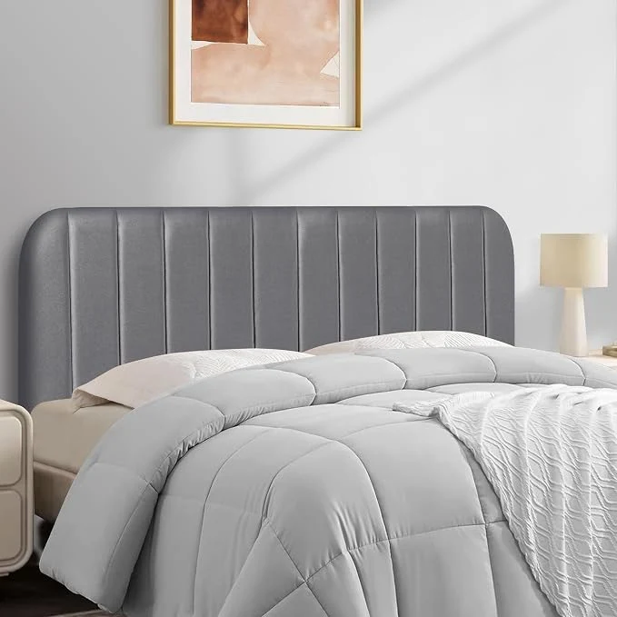Selected King Headboard Only - Upholstered Headboard for Bed Easy Assembly Velvet Covered Sponge Place Between Bed amp Wall Adjustable Metal Legs with Non-Slip Pads Grey User-Friendly