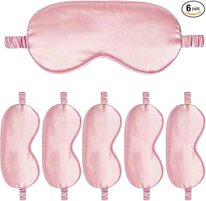 Fine 6PACK Silk Sleep Mask Satin Eye Masks Blackout Silky Eyeshade Cover Soft Lightweight