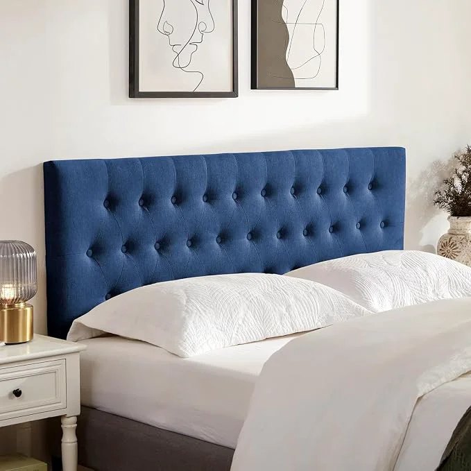 High-End Upholstered Headboard California King Adjustable Height 37 39 39 - 51 39 39 Blue Sturdy Durable Solid Wood Bed Headboard Tufted Fabric California King Headboard Modern Button Diamond Design Head Board High-Grade