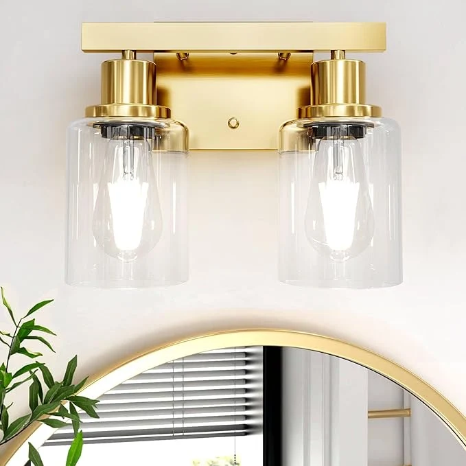 Outstanding 2-Light Brushed Gold Vanity Lights Luxury