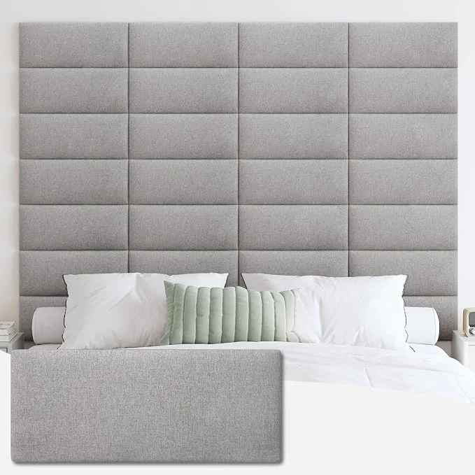 Official IFNOW Wall Mounted Headboard Peel and Stick Panels Medium Gray Queen 3D Soundproof Acoustic Padding Reusable and Removable Tufted fabric Bed Headboard for bedroom 9 Panels 10 quot x 24 quot Specialty