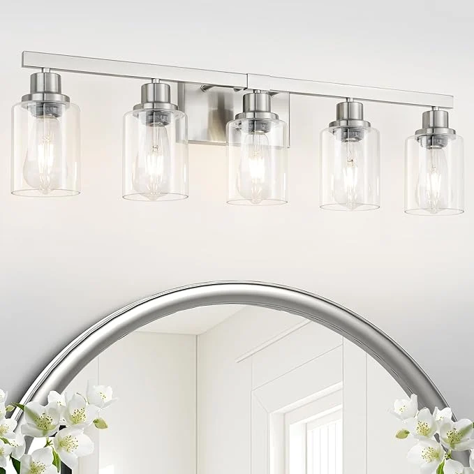 Innovative Bathroom Vanity Light 5-Light Nickel Modern Matte Wall Sconce Lighting Consistent