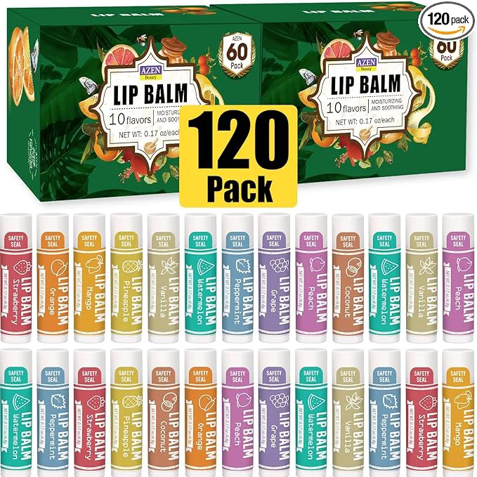 Artisan AZEN 120 Pack Lip Balm Natural Lip Balm Bulk Lip Care Product Moisturizing Detailed