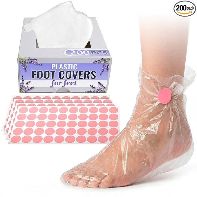 Smart 200 Pcs Plastic Socks for Moisturizing Feet – Leak-Proof Foot Gloves for Relaxed