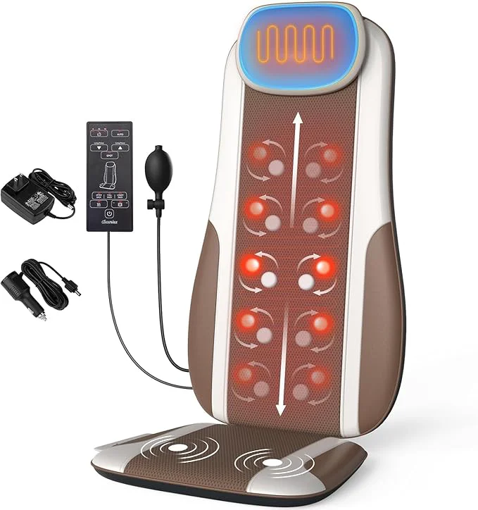 Detailed Shiatsu Back Massager with Heat Massage Chair Pad Seat Cushion Lightweight