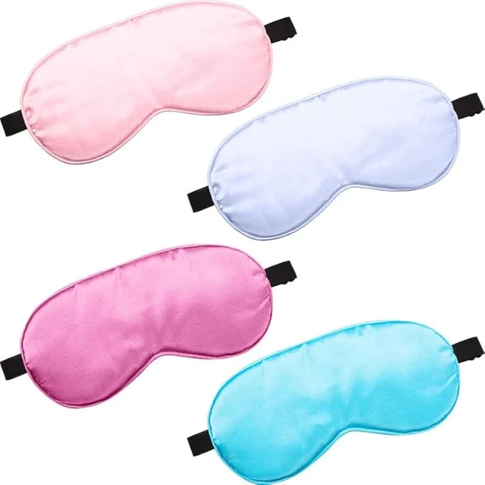Luxury BBTO 4 Pcs Silk Sleep Eye Masks Smooth Soft Satin Eye Covers Sustainable