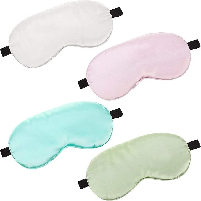 Convenient BBTO 4 Pcs Silk Sleep Eye Masks Smooth Soft Satin Eye Covers Comfortable