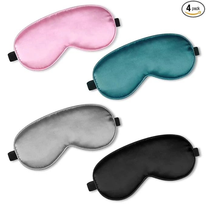 Innovative BBTO 4 Pcs Silk Sleep Eye Masks Smooth Soft Satin Eye Covers Detailed