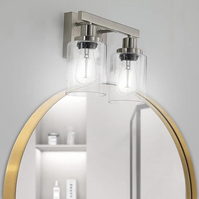 Responsible Bathroom Vanity Light 2-Light Nickel Modern Matte Wall Sconce Lighting Excellent