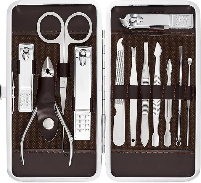 Modern Professional Manicure and Pedicure Kit 12-Piece Premium Grooming Set Artisan