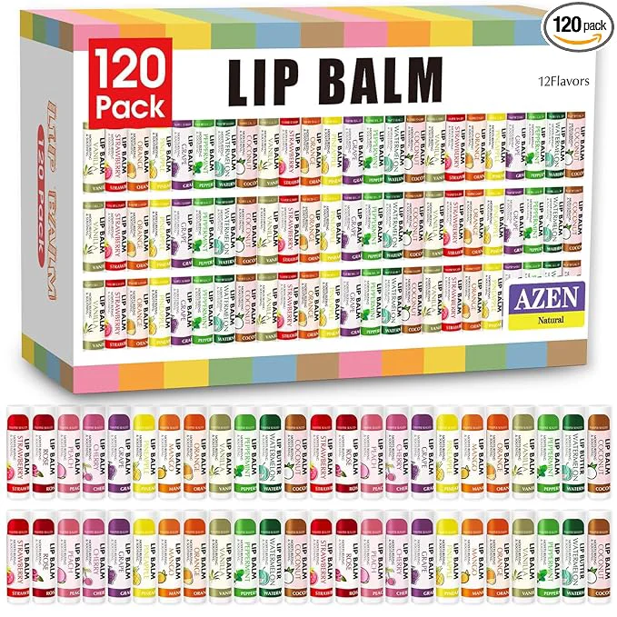 Artisan AZEN 120 Pack Lip Balm Bulk Moisturizing Lip Balms Proven