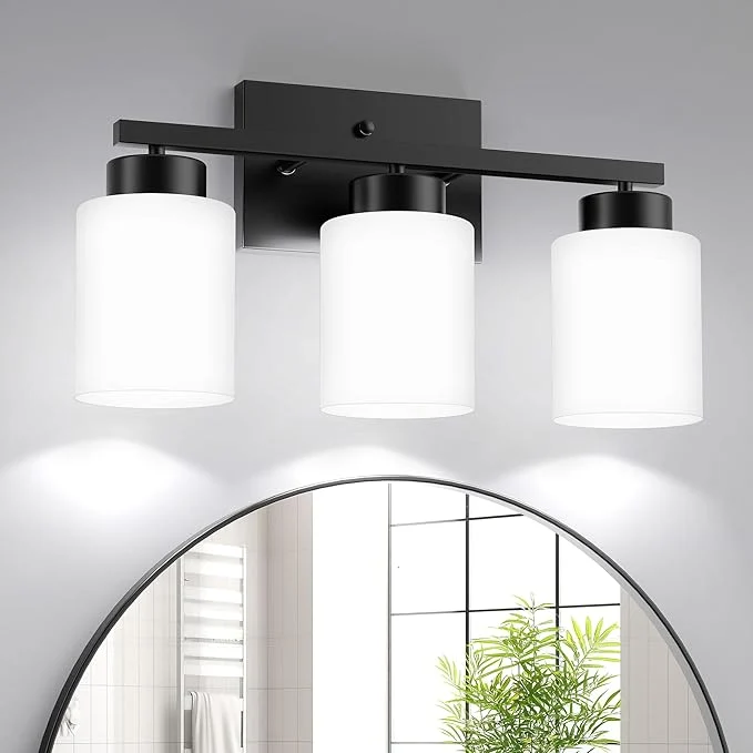 Crafted PARTPHONER 3-Light Matte Black Bathroom Light Fixtures Modern Vanity Light Relaxed