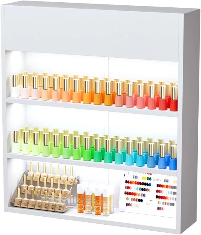Crafted OmySalon Wall Mounted Display Rack 32-Inch 3-Tier LED Nail Polish Organizer Verified