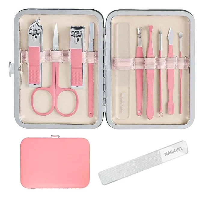 Lightweight 10 in 1 Manicure kit for Women Professional Pink Nail kit Nail Care kit and Artisan