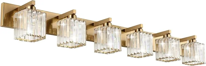 Superior Aipsun Bathroom Vanity Light Brass Crystal Vanity Lighting Fixtures 6 Light Refined