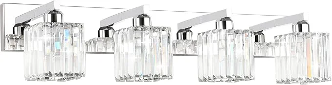 Verified Aipsun Bathroom Light Fixtures Crystal Modern Vanity Lighting Fixtures 4 Light Responsible