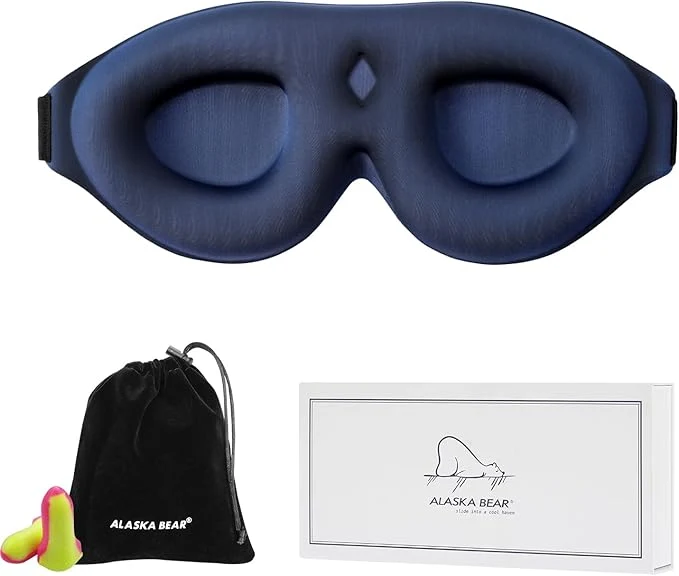 Original Design ALASKA BEAR Blackout Sleep Mask Most Comfortable Contoured Eye Cups and Relaxed