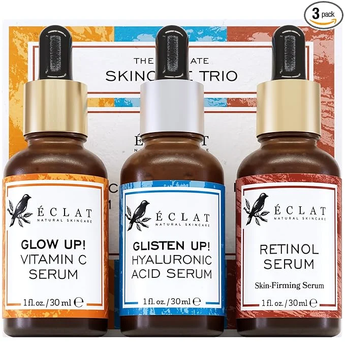 Natural Eclat Skincare Face Serum Set – Vitamin C Hyaluronic Acid Eco-Friendly