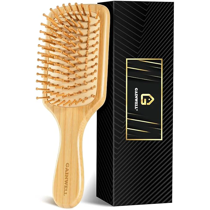 Contemporary GAINWELL Bamboo Hair Brush for Hair Growth Natural Bamboo Bristles Detangling High-Quality