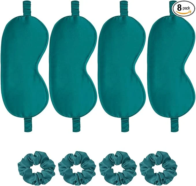 High-End Satin Eye Mask 8Pcs Silk Sleep Masks Silky Blindfold Eyeshade Blackout Eyes Solid