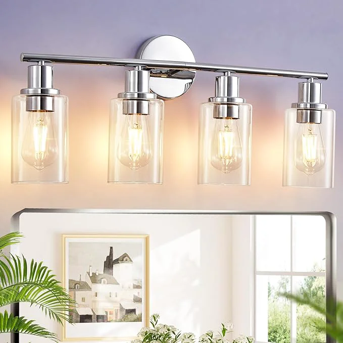 High-End DLLT 4-Light Bathroom Light Fixtures Chrome Modern Vanity Lights Sustainable