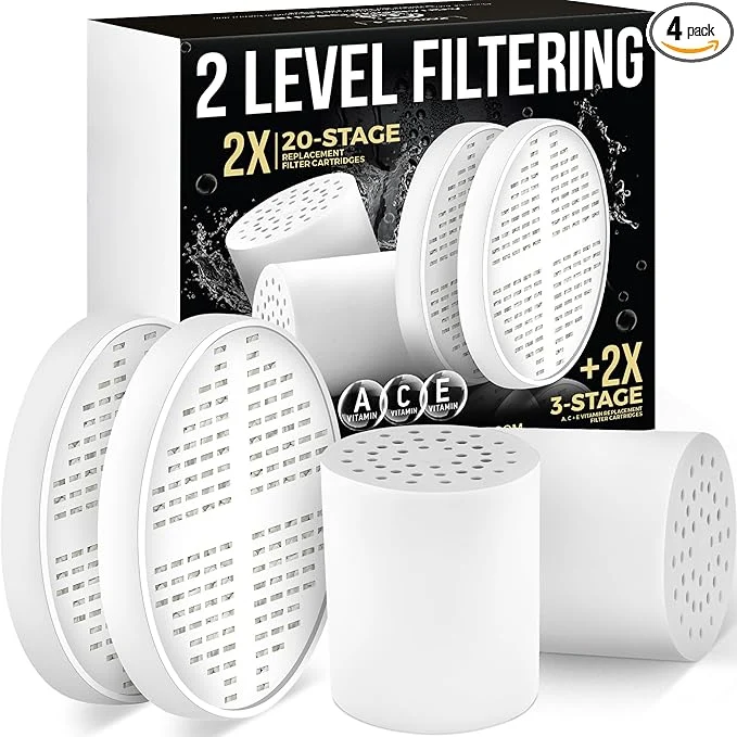 Organic AquaHomeGroup 20 Stage Vitamin C E and A Shower Filter Cartridge Bundle 2-Pack Secure