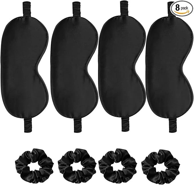 Traditional Satin Eye Mask 8Pcs Silk Sleep Masks Silky Blindfold Eyeshade Blackout Eyes Pure