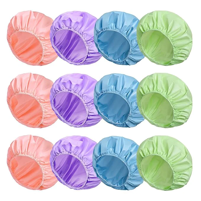 Proven 12 PCS Shower Caps for Women Double Side Waterproof Shower Cap Reusable Breathable
