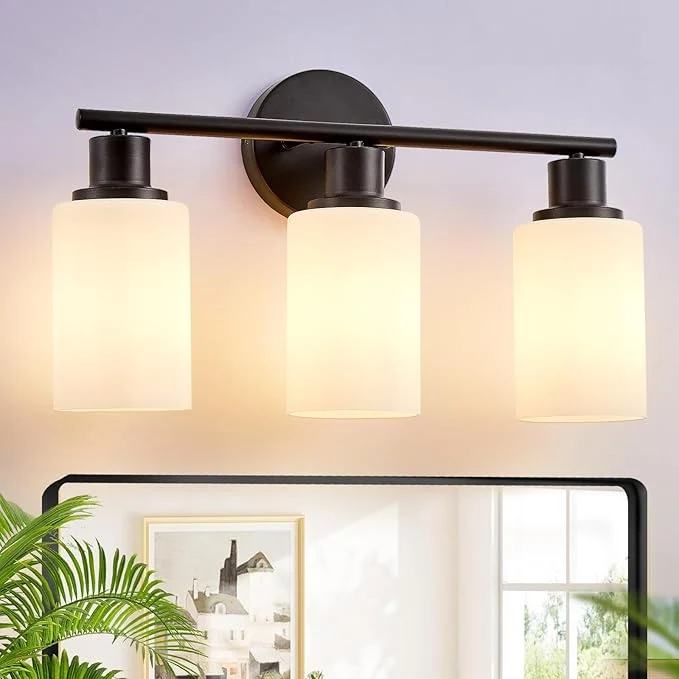 Certified DLLT 3-Light Bathroom Light Fixtures Black Modern Vanity Lights Fast