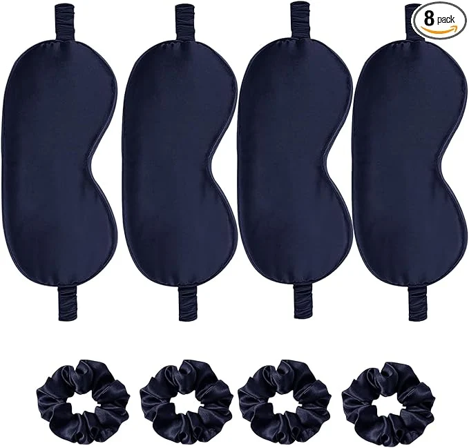 Premium Material Satin Eye Mask 8Pcs Silk Sleep Masks Silky Blindfold Eyeshade Blackout Eyes Genuine