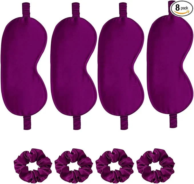 Clean Satin Eye Mask 8Pcs Silk Sleep Masks Silky Blindfold Eyeshade Blackout Eyes Powerful