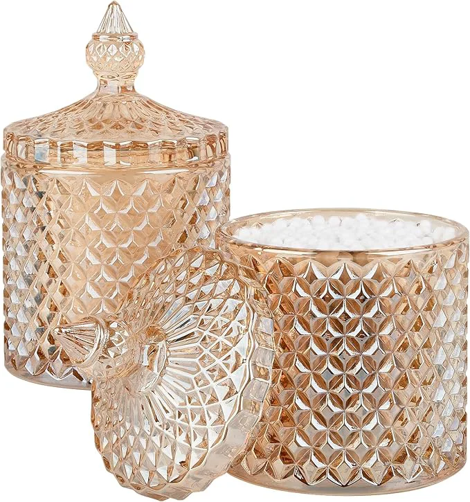 High-Performance 2 Pack Qtip Holder Thick Glass Apothecary Jars Traditional
