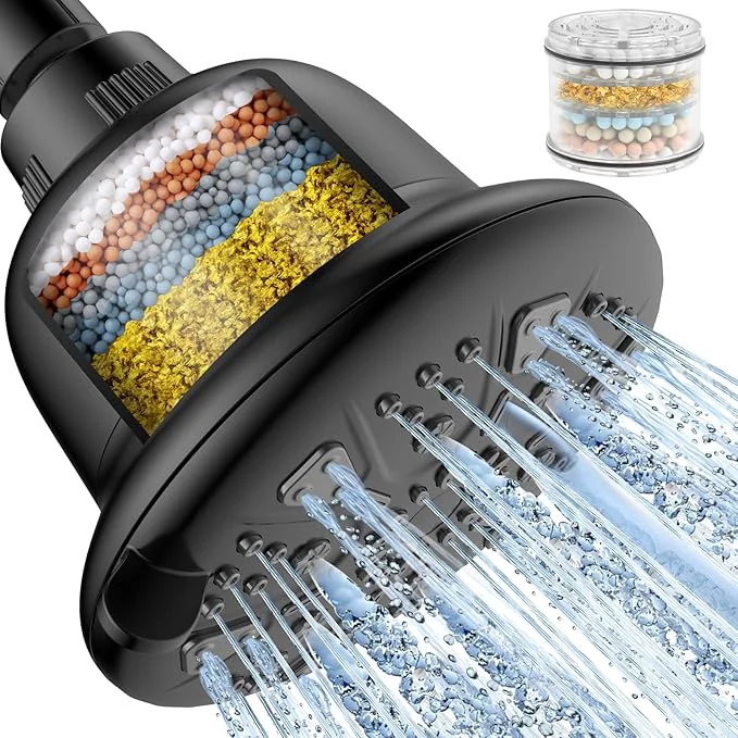 Healthy MakeFit Filtered Shower Head Matte Black- High Pressure Shower Head Verified