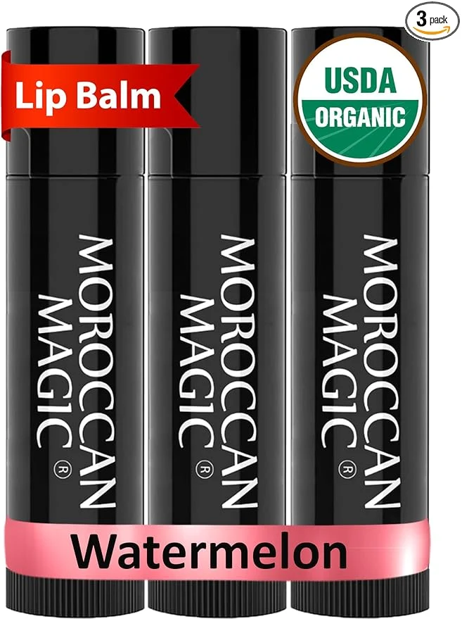 Excellent Moroccan Organic Watermelon Lip Balm 3 Pack Ultra-Hydrating Argan Sustainable