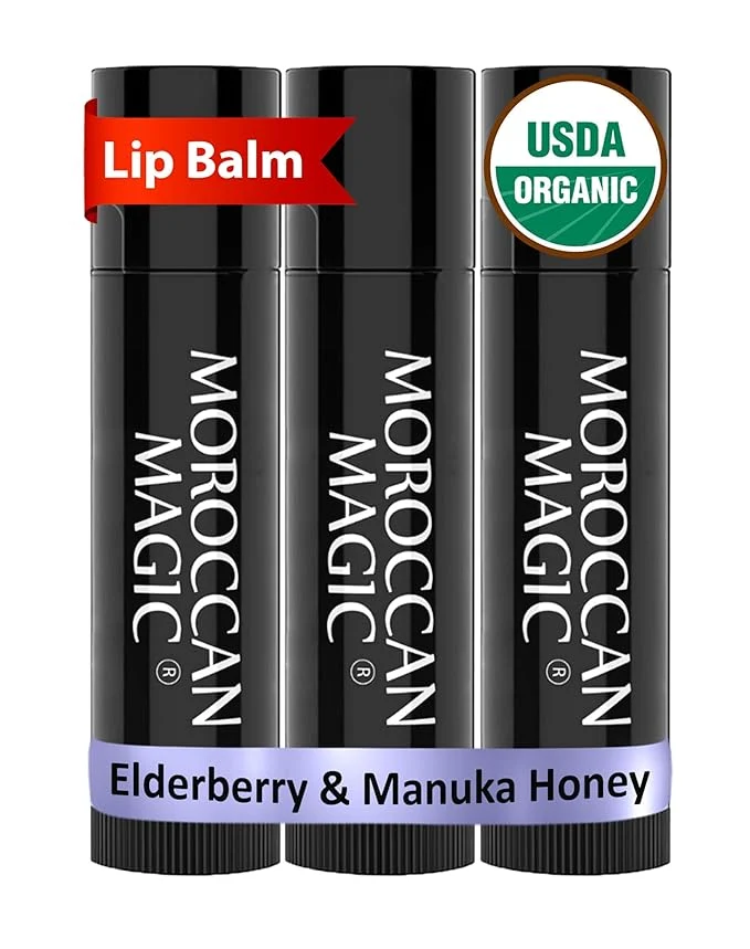 Next-Generation Moroccan Organic Elderberry Manuka Honey Lip Balm 3 Pack Solid