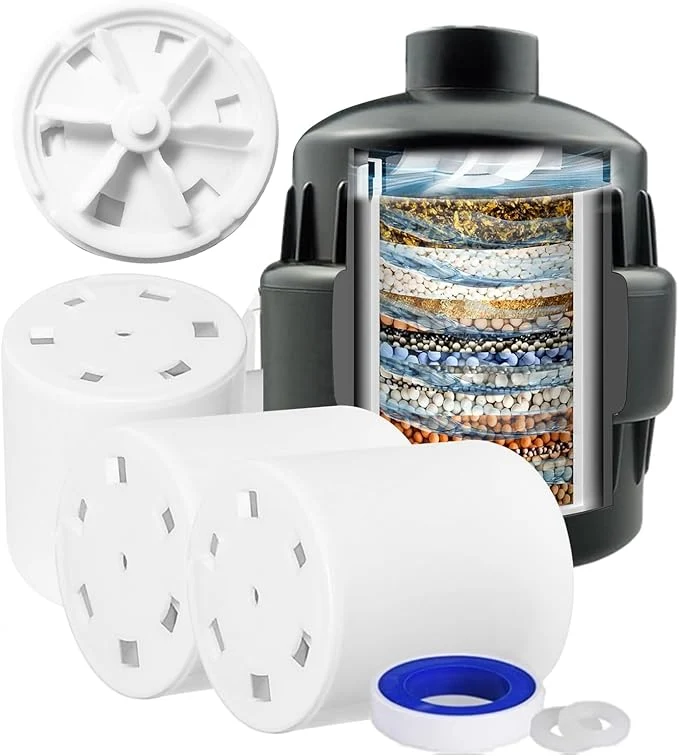 Fine 20 Stage Shower Filter with Spin Propeller 3 Cartridge Improve Skin Hair Expertly Made