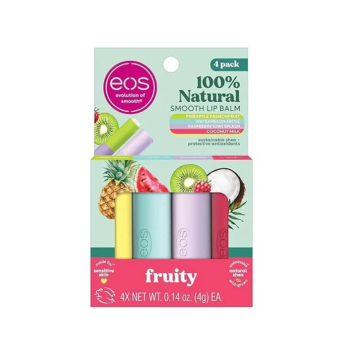 Recyclable eos Natural Lip Balms- Coconut Milk Pineapple Passionfruit Watermelon Authentic
