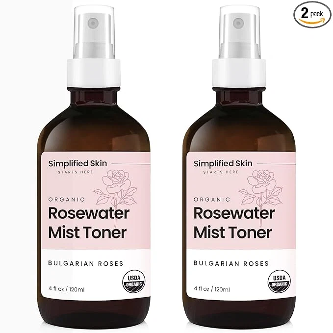 Fine Crafted Organic Rose Water Spray for Face Hair – Pure Rosewater Toner – Refreshing Safe