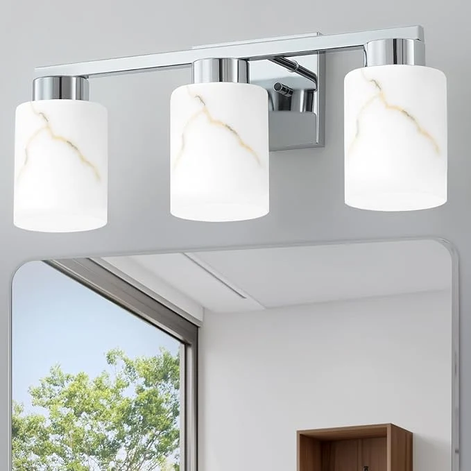 High-End 3-Light Bathroom Light Fixtures Modern Vanity Lights Chrome Metal Wall Lamp Proven