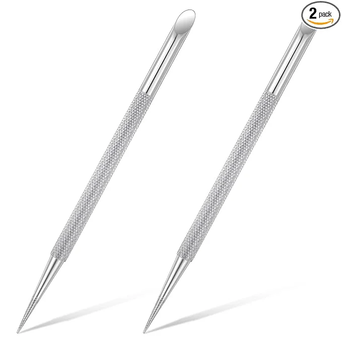 Flexible 2 PCS Nail Cuticle Pusher Pen Metal Double Ended Tools World-Class