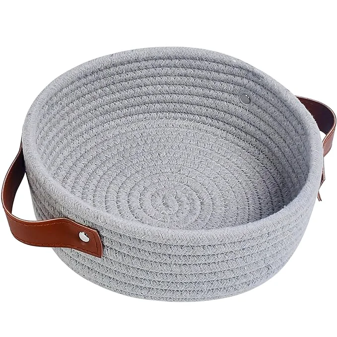 Original ABenkle Small Storage Basket Mini Cotton Rope Storage Bin Cute Tiny Shelf Crafted