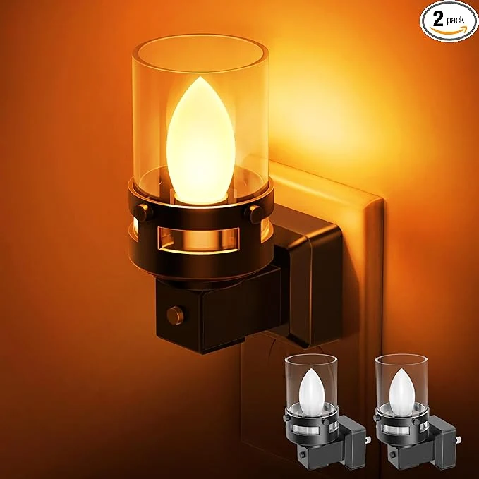 Smooth Briignite Candle Night Light Plug in Amber Night Lights Plug into Wall Green