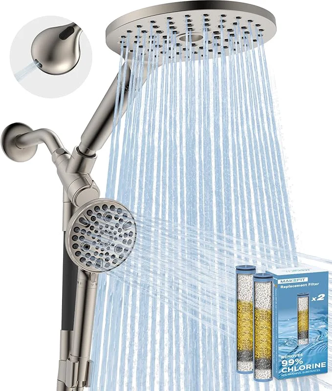 High-Quality MakeFit Dual Filtered Rain Shower Head Combo High Pressure Handheld Shower Head Prestigious