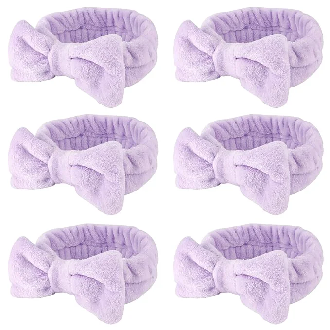 Optimized WHAVEL 6 Pack Purple Spa Microfiber Bow Headbands Sophisticated