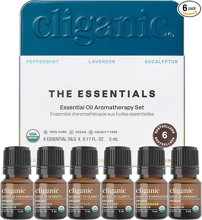 Versatile Cliganic Organic Aromatherapy Essential Oils Set Pure Natural Detailed