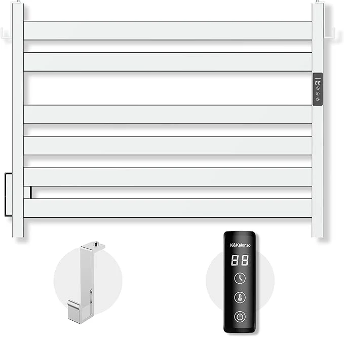 Efficient K KALONZO Towel Warmer for Bathroom Wall-Mounted 6-Bar Heated Towel Rack Fast