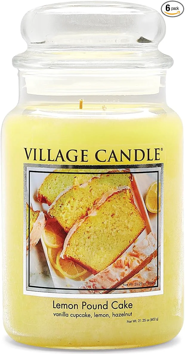 Fine Village Candle Lemon Pound Cake Large Glass Apothecary Jar Scented Candle Elegant