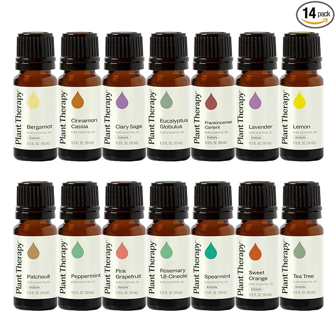 Unique Plant Therapy Top 14 Essential Oil Set 10 mL Bottles of Lavender Eucalyptus Lightweight