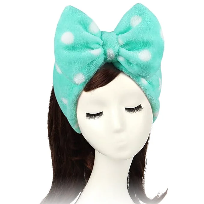 Secure Shintop Sweet Super Soft Caroset Polka Dots Wash Cosmetic Headband Hairlace Solid