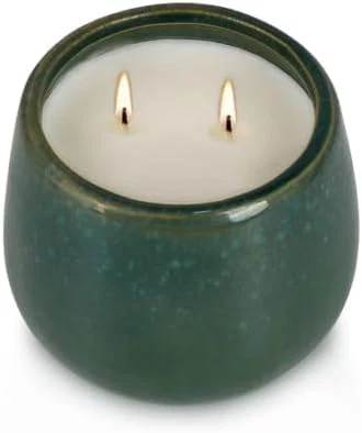 Smooth 1 Pack Soy Wax Green Ceramic 2-Wick Outdoor Citronella Candles– Long Burning Fine Crafted